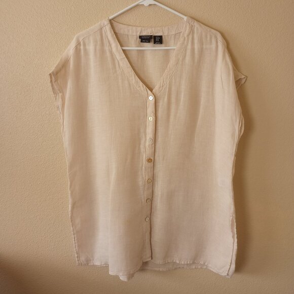 Luxury Earthy Natural Linen Piratecore Lagenlook Tunic Top Jones New York - Picture 3 of 5